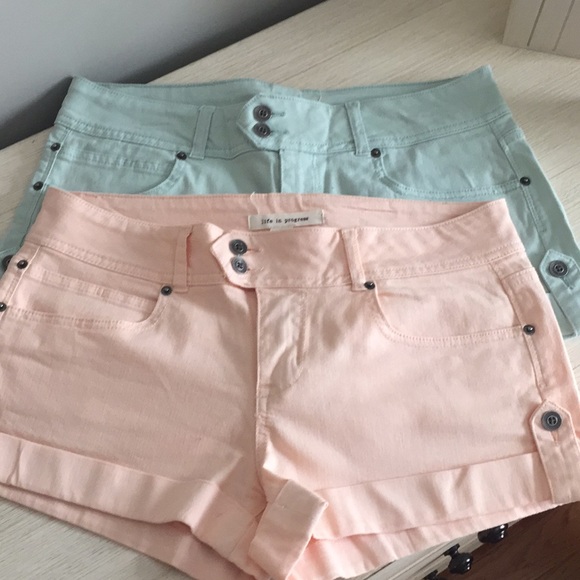 pastel denim shorts